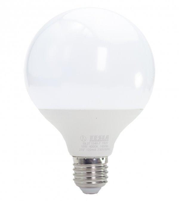 TESLA LED žárovka GLOBE/ E27/ 15W/ 230V/ 1450lm/ 4000K/ denní bílá
