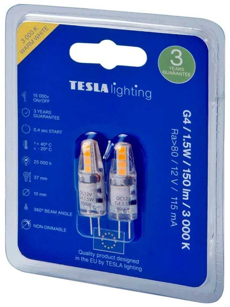 Tesla LED žárovka G4 2ks /1.5W/12V/150lm/25 000h/3000K teplá bílá/360st